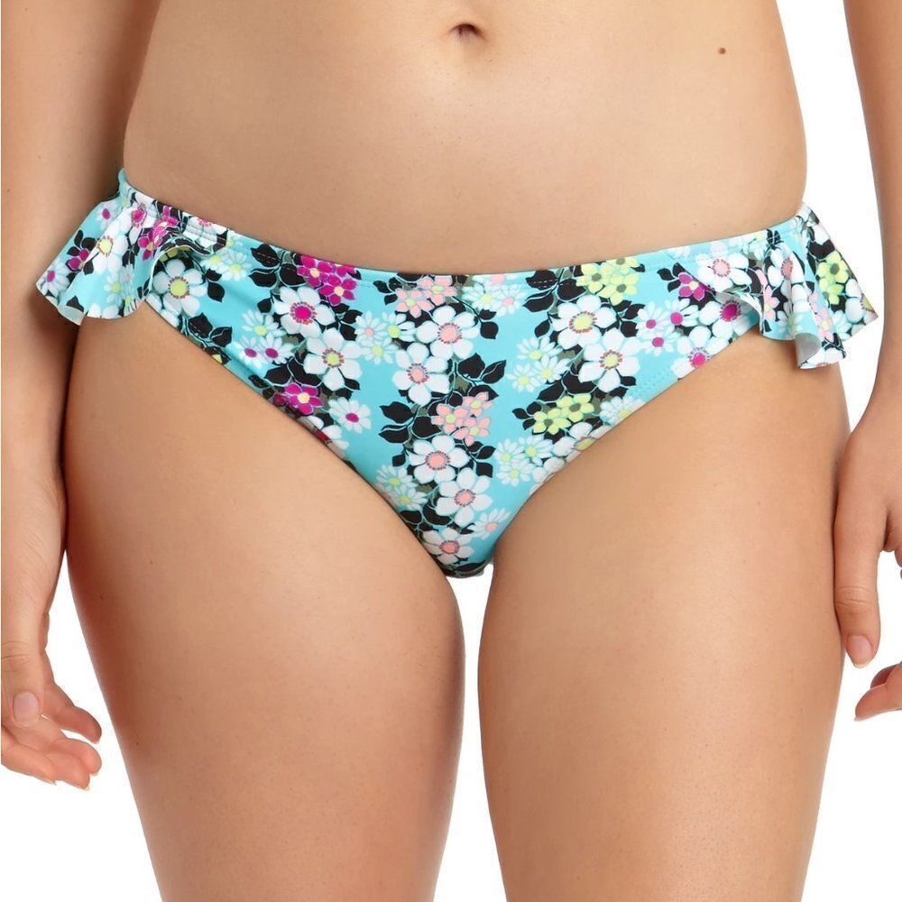 California Waves Floral-Print Ruffled Hipster